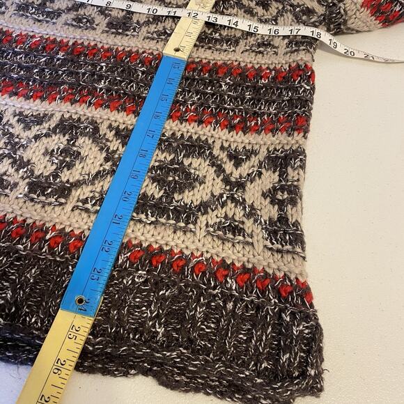 Free People Fair Isle Chunky Knit Boxy Oversized Sweater SP Wool Blend OldMoney - Picture 2 of 8